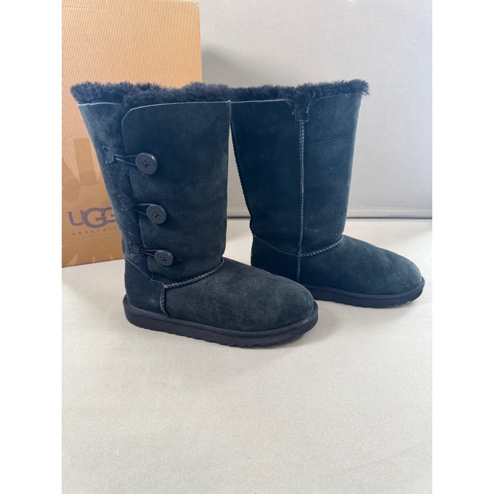 UGG Black K Bailey Button Triplet Tall Boots Womens Size 5 Excellent
